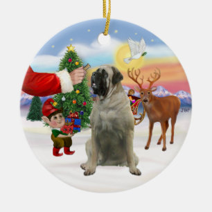 Santas Geschenk - Bullmastiff Keramik Ornament