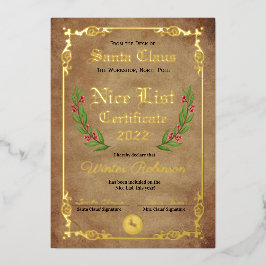 Santas Gute-Liste-Folien-Zertifikat  Folieneinladung