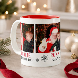 Santas Gute Liste Rot Foto Weihnachten Zweifarbige Tasse