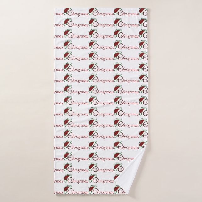 "SANTA'S HAT & MERRY CHRISTMAS* BATH TOWEL BADEHANDTUCH (Badehandtuch)