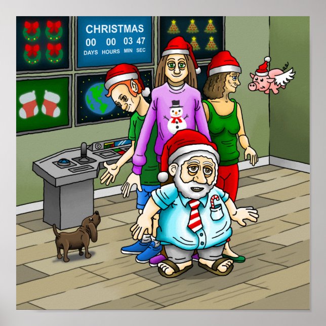 Santas Hauptquartier am Heiligen Abend Poster (Vorne)