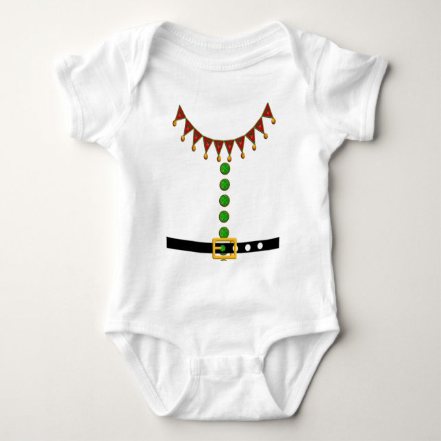 Santa's Helfer-Elfen-Kostüm Baby Strampler (Vorderseite)