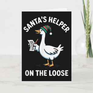 Santas Helfer Gans Auf Freiem Fuß Frohe Weihnachte Karte