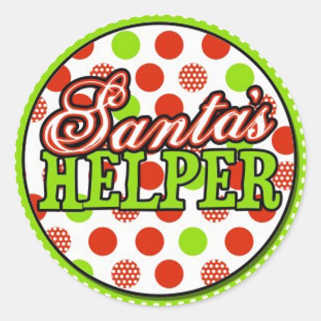 Santas Helfer Runder Aufkleber (Vorderseite)