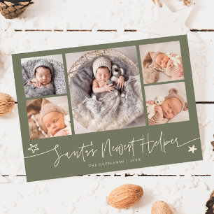Santa's Helfer Weihnachts-Sage-Grün Geburt Feiertagskarte
