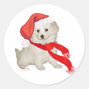 Santa's Helfer Welpe Poodle / Bichon Mix Runder Aufkleber