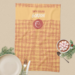 Santa's Helper Apricot & Red Festival Geschirrtuch