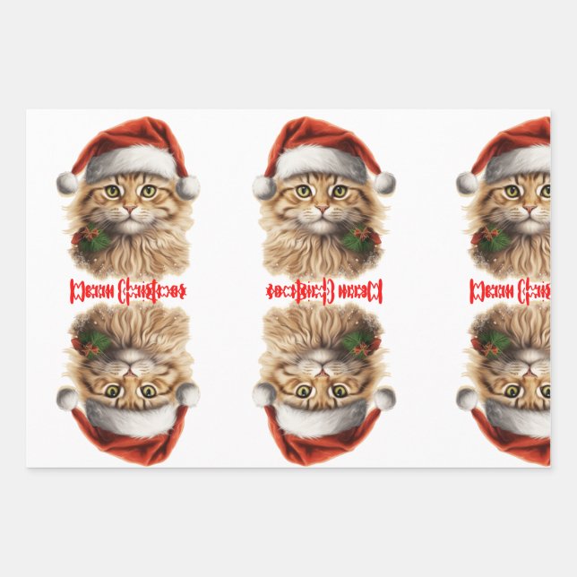 Santa's Helper Cat Cadeaupapier Vellen Set Geschenkpapier Set (Vorderseite 3)