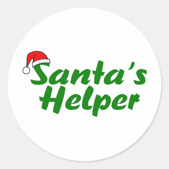 Santas Helper Green Runder Aufkleber (Vorderseite)