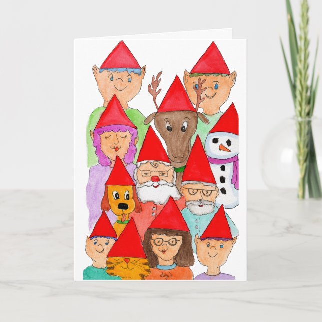 Santa's Helpers Folded Holiday Card Feiertagskarte (Vorderseite)