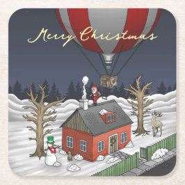 Santa's Hot Air Balloon Rechteckiger Pappuntersetzer