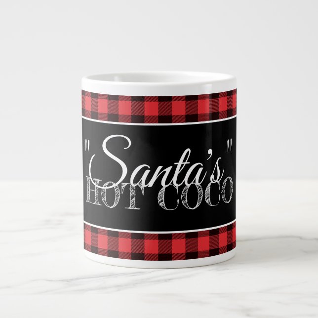 "Santa's" Hot Coco Red & Black Buffalo Kariert Jumbo-Tasse (Vorderseite)
