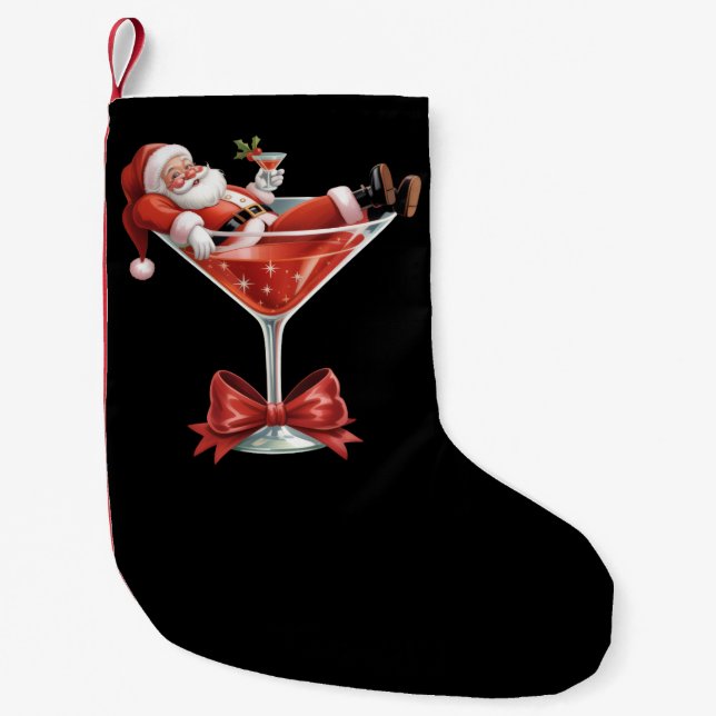Santa's Hot Mess Christmas Martini Funny Santa  Kleiner Weihnachtsstrumpf (Vorderseite)