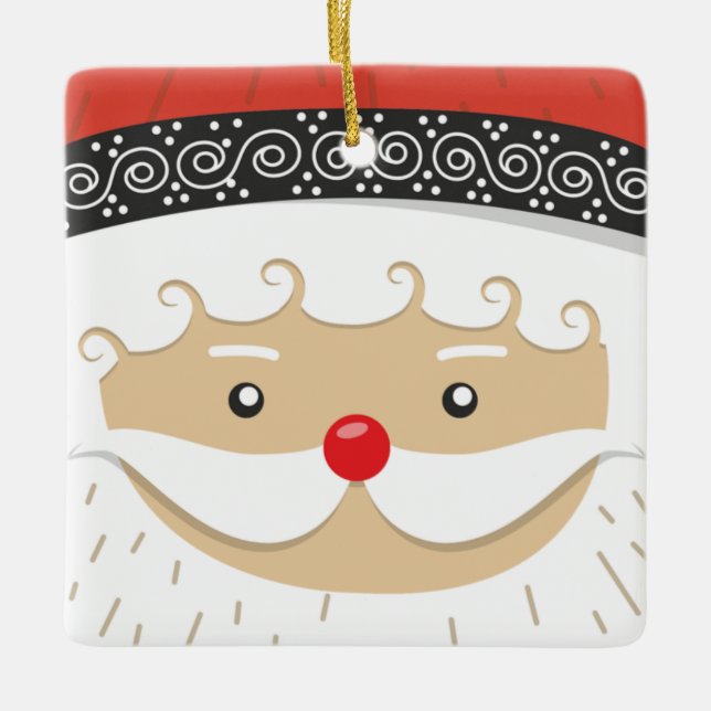 Santas Jolly Face Weihnachten Keramikornament (Vorderseite)