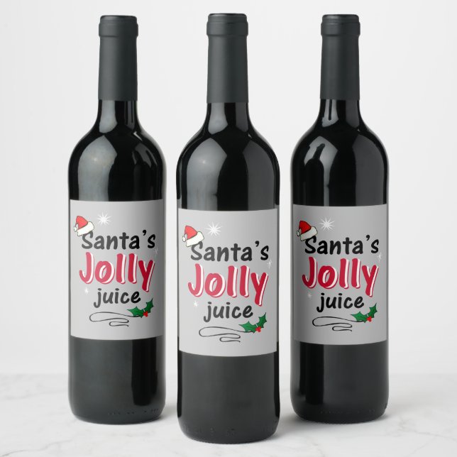 Santa's Jolly Juice Christmas Cheer Wine Bottle Weinetikett (Flaschen)