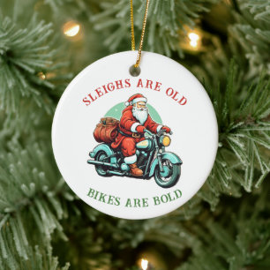 Santas Joyride Motorrad Weihnachten Keramik Ornament