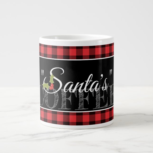 "Santa's" KAFFEE Red & Black Buffalo Kariert Jumbo-Tasse (Vorderseite)