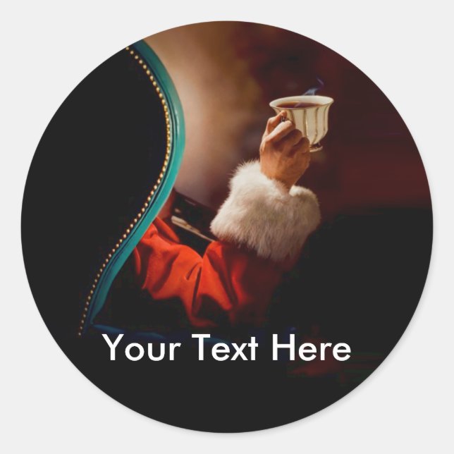 Santas Kaffeepause Runder Aufkleber (Vorderseite)
