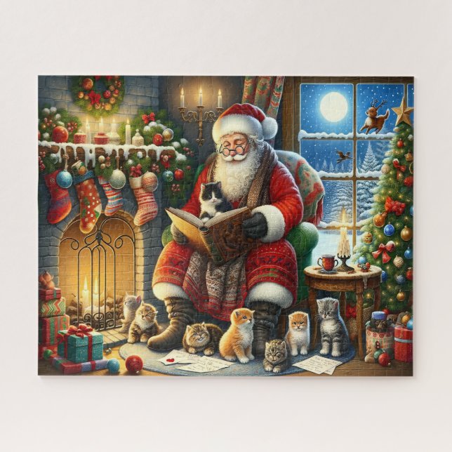 Santas Kätzchen-Geschichtsstunde  Puzzle (Horizontal)