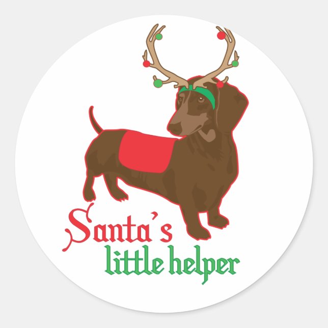 Santas kleiner Helfer Runder Aufkleber (Vorderseite)