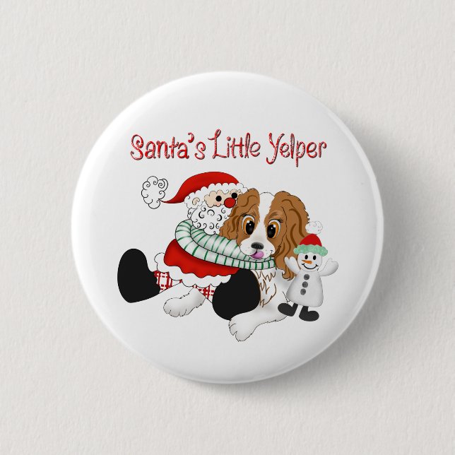 Santas kleiner Japper Cavalier King Charles   Button (Vorderseite)