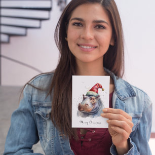 Santas kleiner Nilpferd, individuell angefertigt Feiertagskarte
