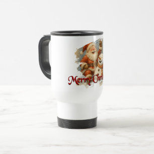 Santas Lachen in der Umarmung des Winters Reisebecher
