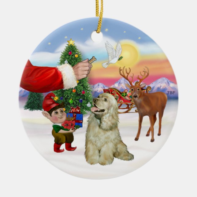 Santas Leckerei - Buff Cocker Spaniel Keramik Ornament (Vorne)