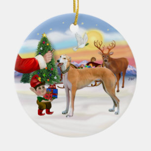 Santas Leckerei - Light Red Greyhound Keramikornament