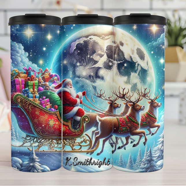 Santas Leuchten über Winterstädten Thermosbecher (Von Creator hochgeladen)