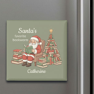 Santa's Lieblings-Bücherwurm-Buch-Weihnachtsbaum Magnet