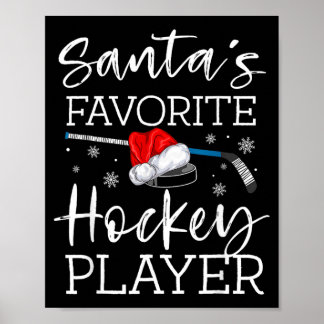 Santas Lieblings-Eishockeyspieler Lustiger Pyjama Poster
