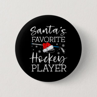Santas Lieblings-Eishockeyspieler Lustiges Schlafa Button