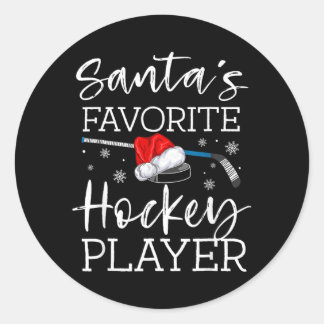 Santas Lieblings-Eishockeyspieler Lustiges Schlafa Runder Aufkleber