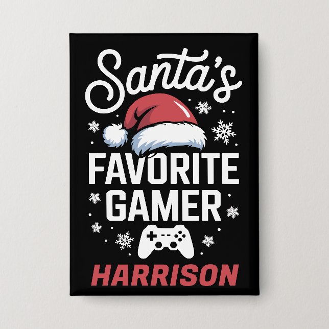Santas Lieblings-Gamer-Personalisierte Gaming-Weih Button (Vorderseite)