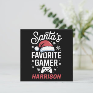 Santas Lieblings-Gamer-Personalisiertes Gaming-Wei Feiertagskarte