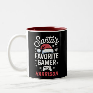 Santas Lieblings-Gamer-Personalisiertes Gaming-Wei Zweifarbige Tasse