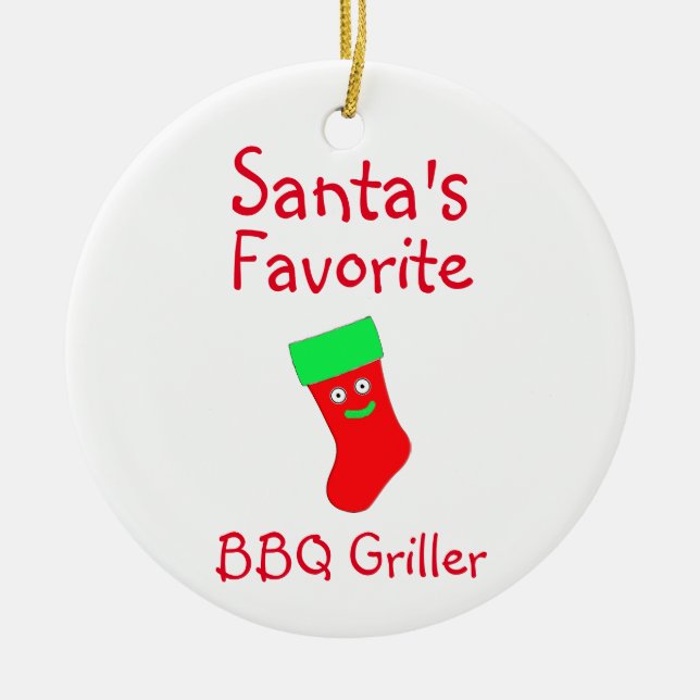 Santa's Lieblings GRILLEN Griller Keramik Ornament (Vorne)