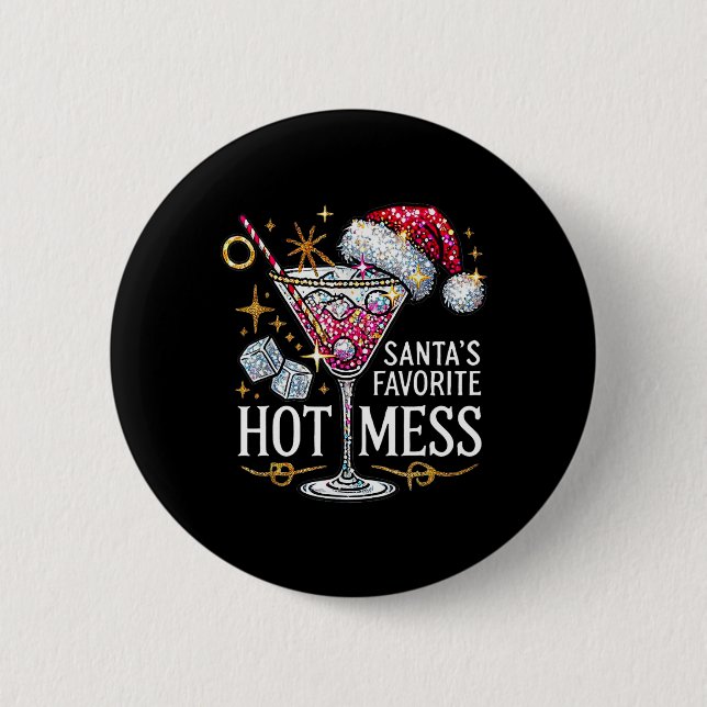 Santa's Lieblings-heiße Weihnachtsfeiertag Margar Button (Vorderseite)