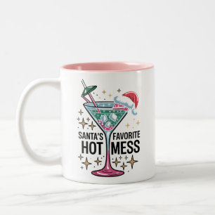 Santas Lieblings-Hot-Mess-Vintage-hässliches-Weihn Zweifarbige Tasse