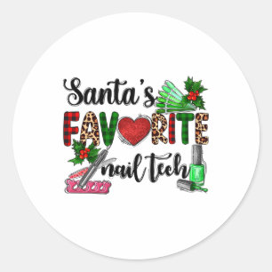 Santa's Lieblings-Nageltechnikerin Frohe Weihnacht Runder Aufkleber