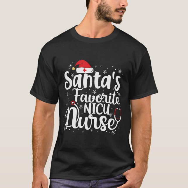 Santa's Lieblings Nicu Nurse Frohe Weihnachten Nie T-Shirt (Vorderseite)