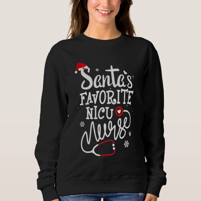 Santa's Lieblings Nicu Nurse Xmas Light Weihnachts Sweatshirt (Vorderseite)