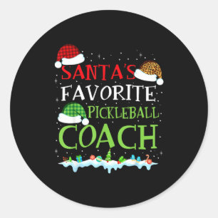 Santas Lieblings-Pickleball-Trainer lustiges Weihn Runder Aufkleber