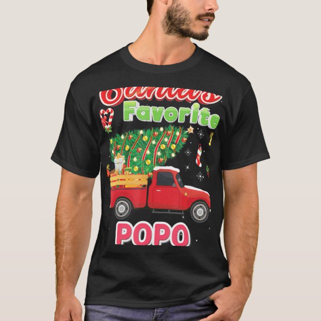 Santa's Lieblings-Popo Weihnachtsbaum Truck Matchi T-Shirt (Vorderseite)
