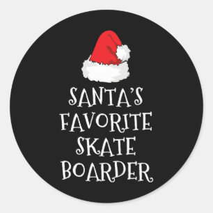 Santas Lieblings-Skateboarder Lustiger Weihnachts- Runder Aufkleber
