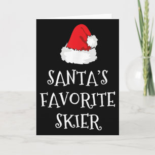 Santas Lieblings-Skifahrer Weihnachtsmütze Lustige Karte
