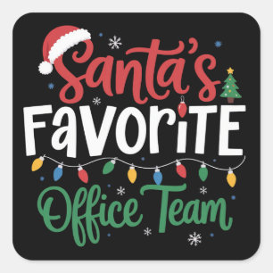 Santas Lieblings-Team im Büro Weihnachten Lustige Quadratischer Aufkleber