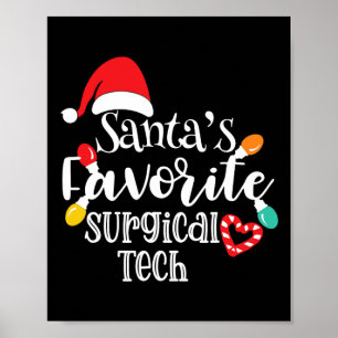 Santas Lieblings-Weihnachtsbeleuchtung für chirurg Poster