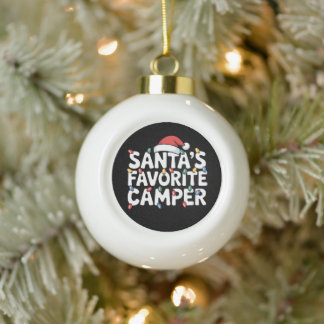 Santas Lieblingscamper Weihnachtslicht Hut Xmas Keramik Kugel-Ornament